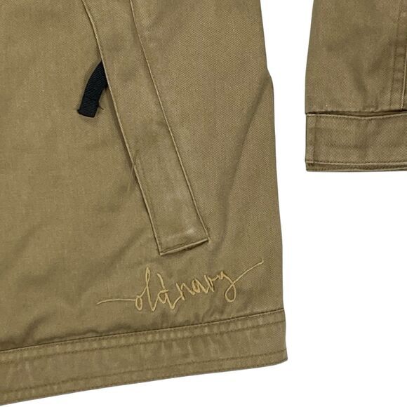 Old Navy Utility Jacket Youth Sz XL Brown Sherpa Lined Smart Casual Winter Coat - Picture 4 of 16